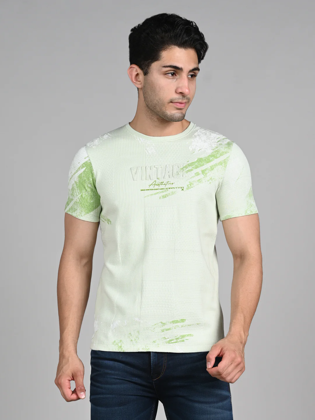 Killer Men Light Green Printed Slim Fit T-Shirts - Image 4