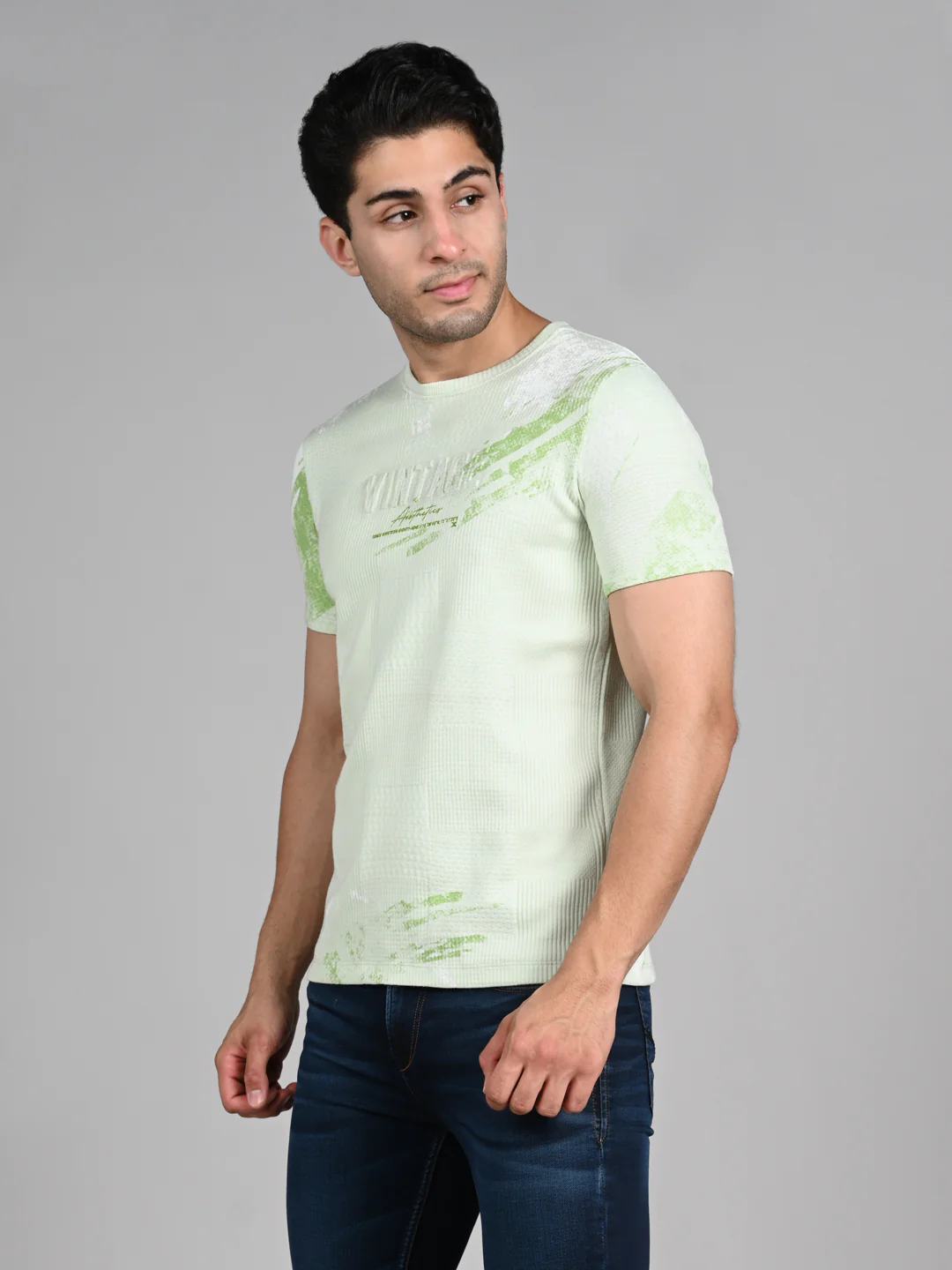 Killer Men Light Green Printed Slim Fit T-Shirts - Image 6