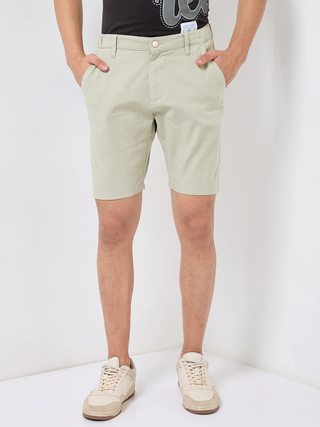 Killer Men Light Green Solid Shorts - Image 3