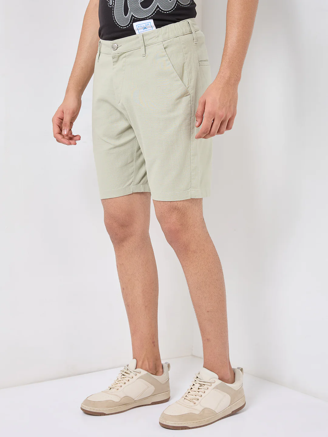 Killer Men Light Green Solid Shorts - Image 6