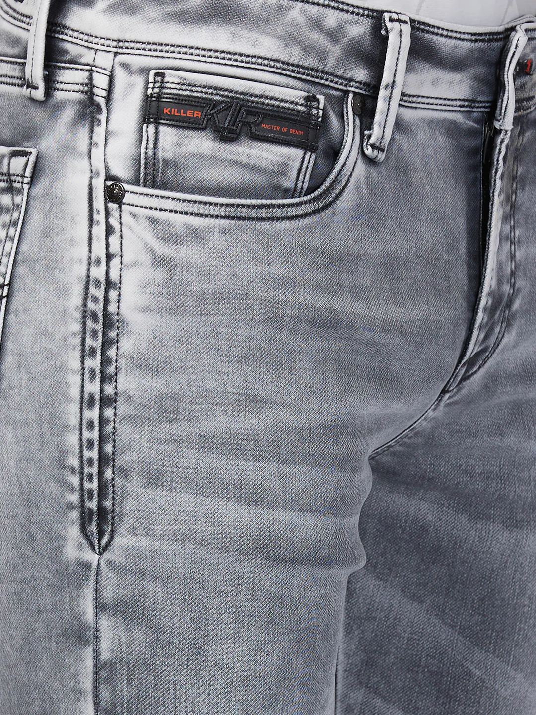 Killer Men Light Grey Solid Slim Fit Jeans - Image 7