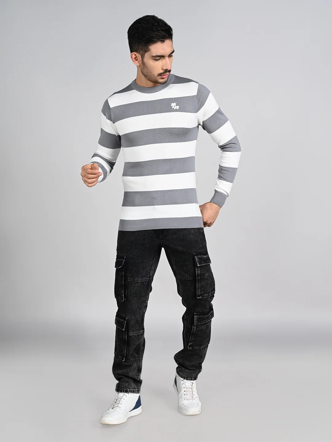 Killer Men Light Grey Striped Flat Knits - Image 3