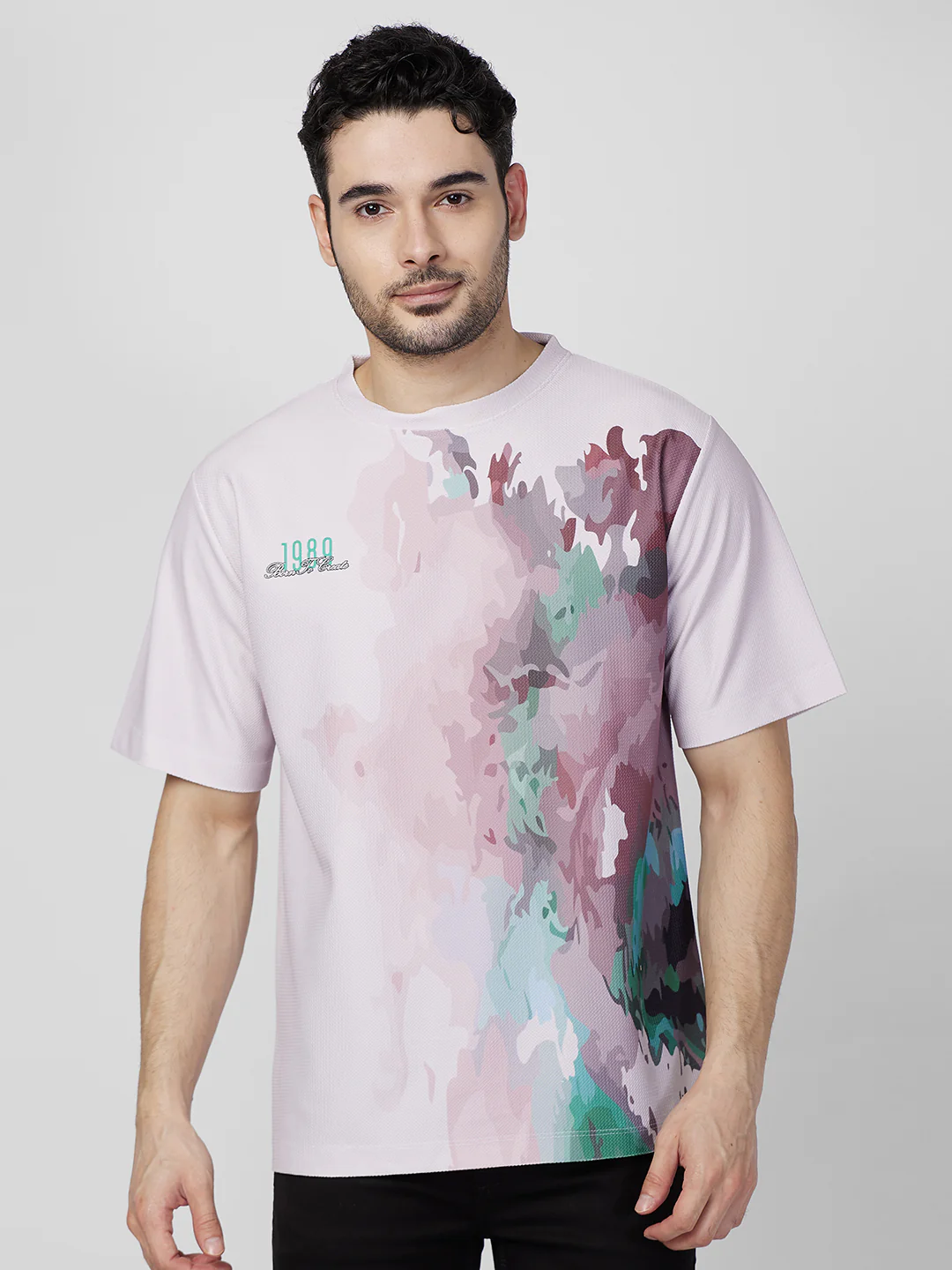 Killer Men Light Pink Printed Round Neck T-Shirts - Image 3