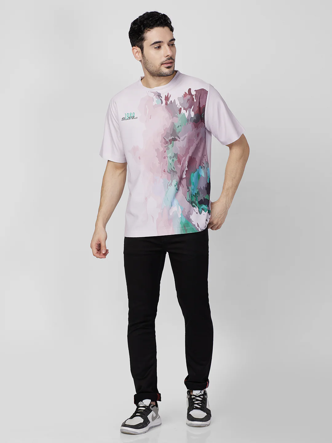 Killer Men Light Pink Printed Round Neck T-Shirts - Image 4