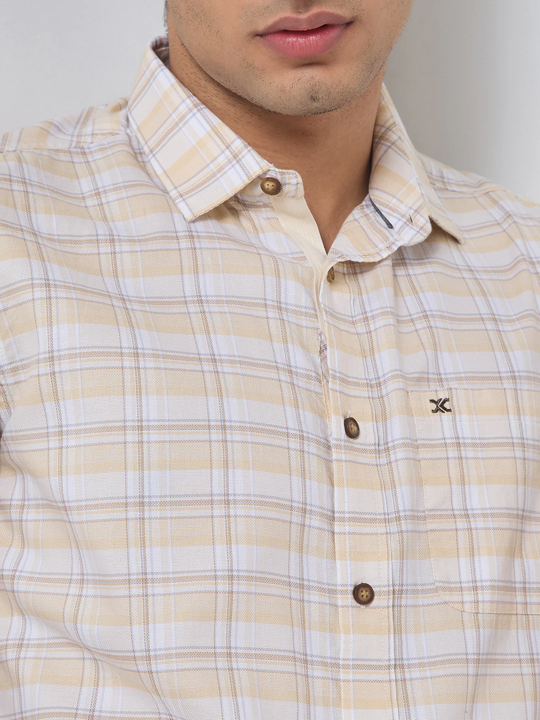 Full sleeves Slim Fit Lime Tonal Checks Shirt - Image 7