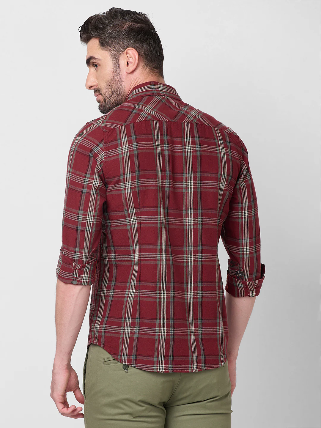 Full Sleeves Slim Fit Maroon Cavalry Checks Shirt - Image 5