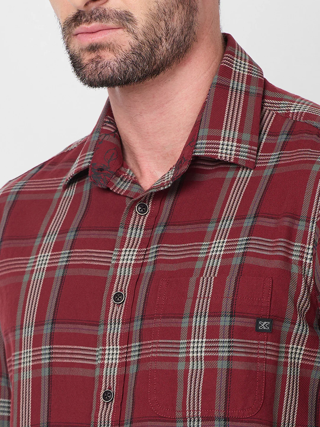 Full Sleeves Slim Fit Maroon Cavalry Checks Shirt - Image 7