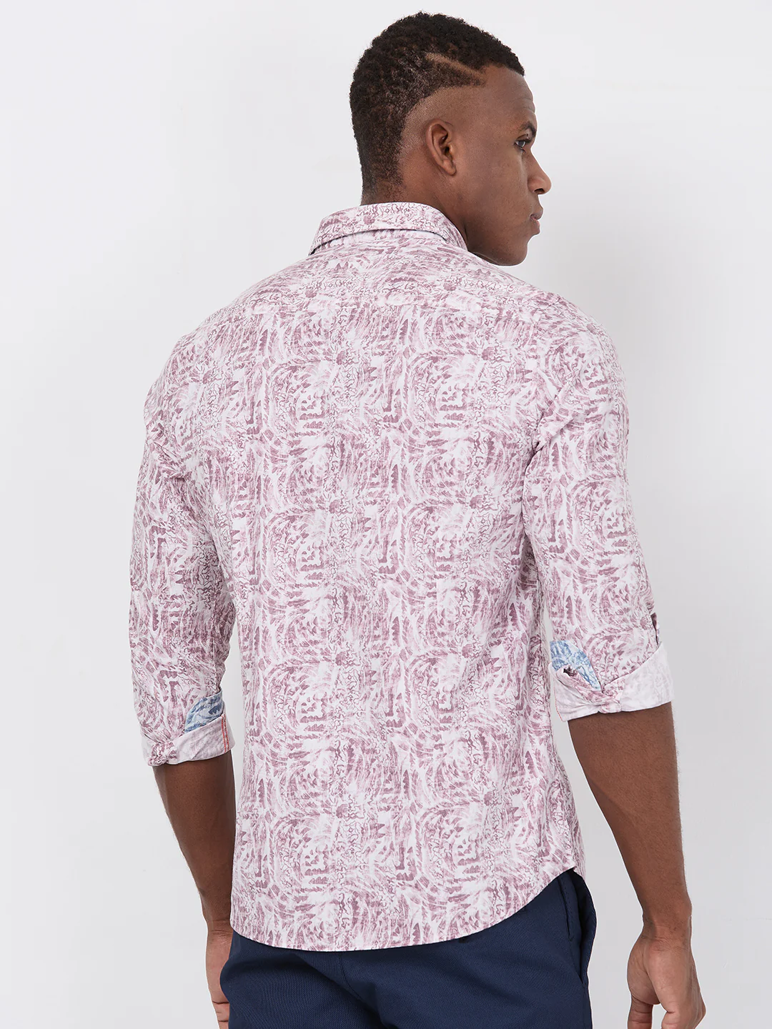 Full sleeves Slim Fit Maroon Abstract Botanical Brush Print Shirt - Image 5