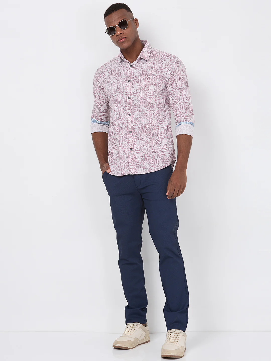 Full sleeves Slim Fit Maroon Abstract Botanical Brush Print Shirt - Image 8