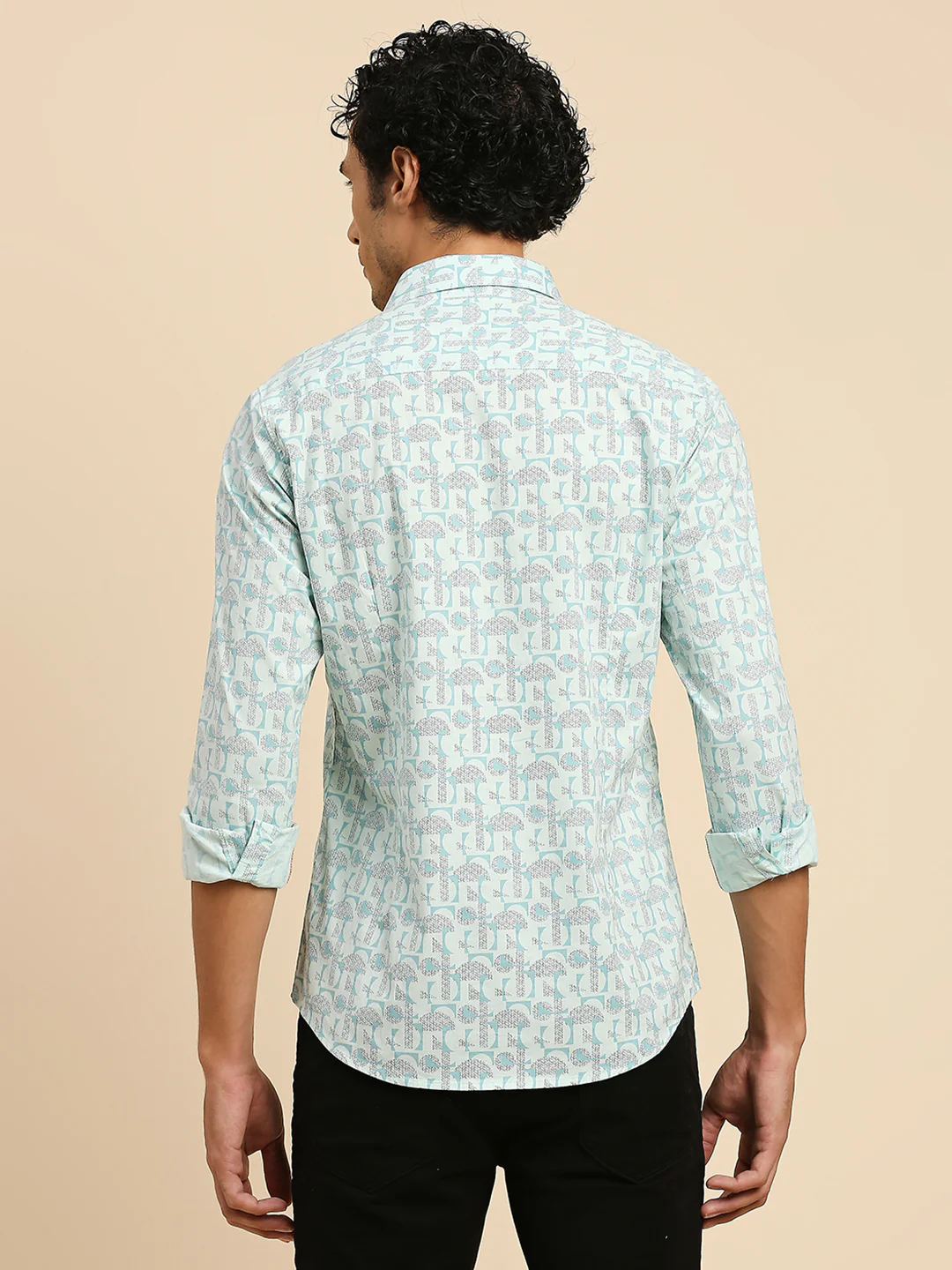 Full Sleeves Slim Fit Mint all-over Geometric print Shirt - Image 6