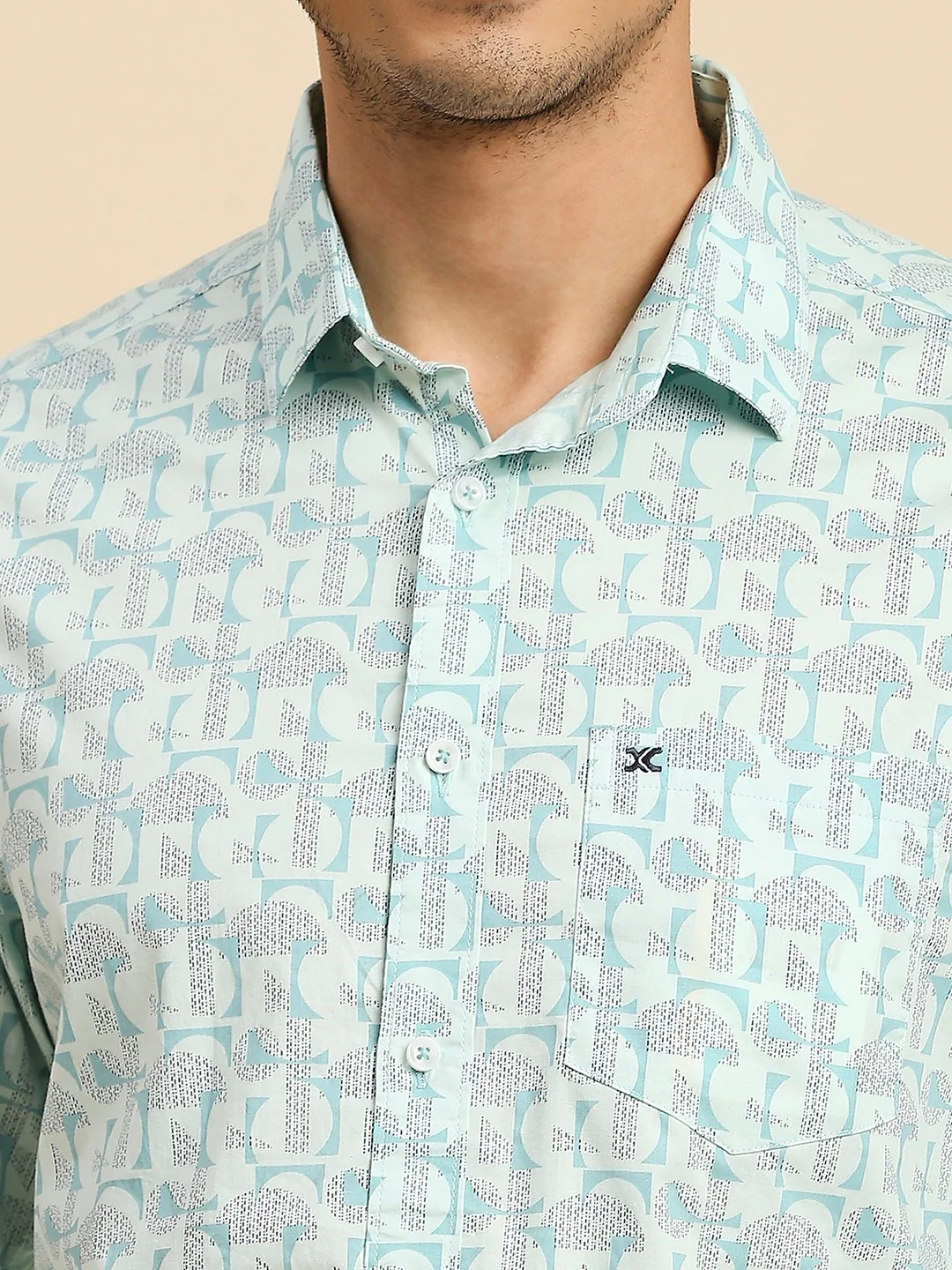Full Sleeves Slim Fit Mint all-over Geometric print Shirt - Image 7