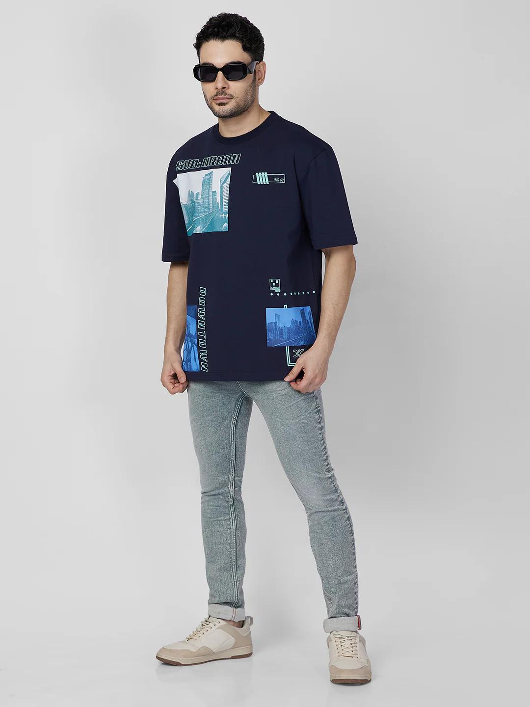 Killer Men Navy Blue Printed Round Neck T-Shirts - Image 8