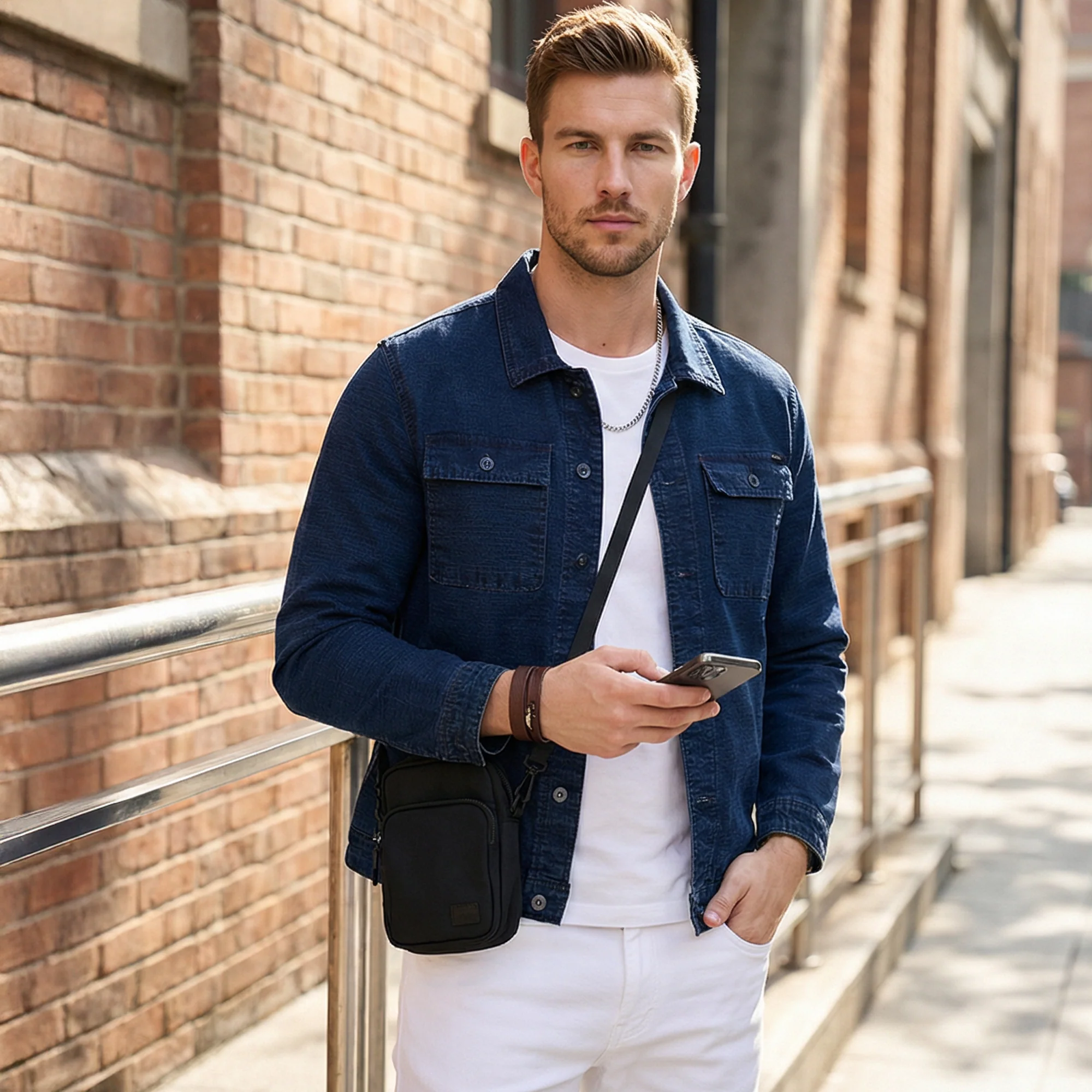 Full Sleeves Loose Fit Navy Indigo Dark Wash Double Pocket Ripstop Shacket. - Image 2