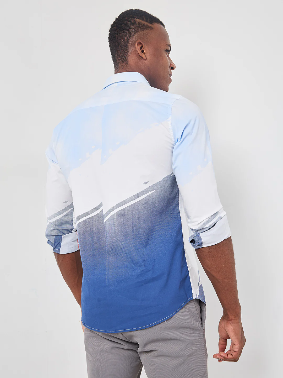 Full sleeves Slim Fit Blue Placement Graphic Print Fashion Shirt - Image 5