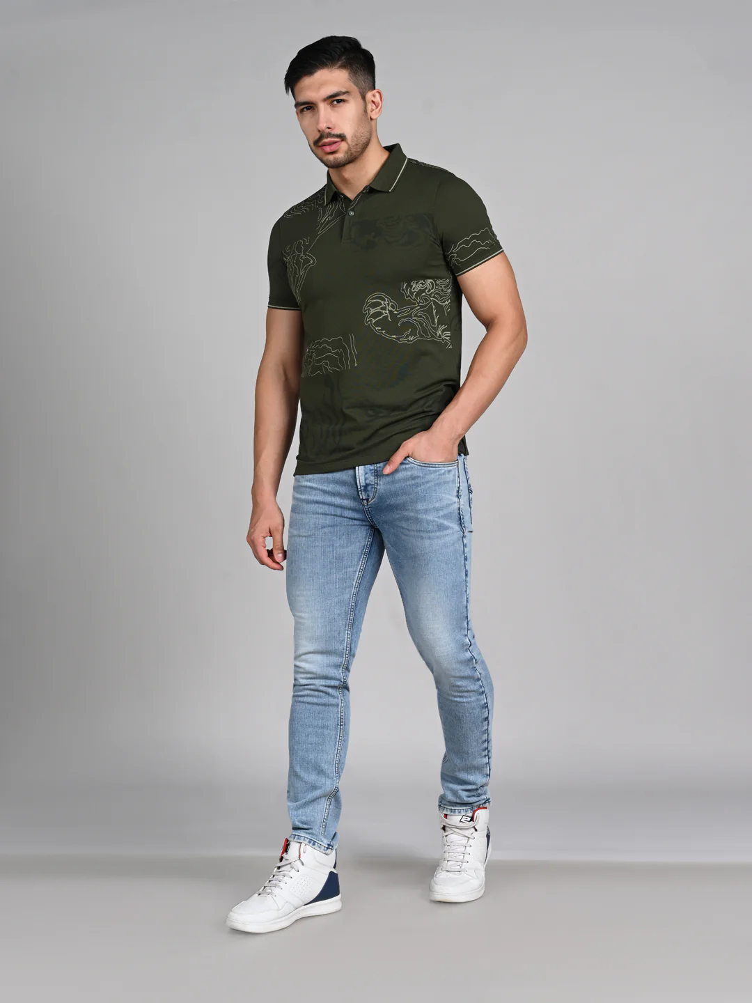 Killer Men Olive Printed Slim Fit T-Shirt - Image 3