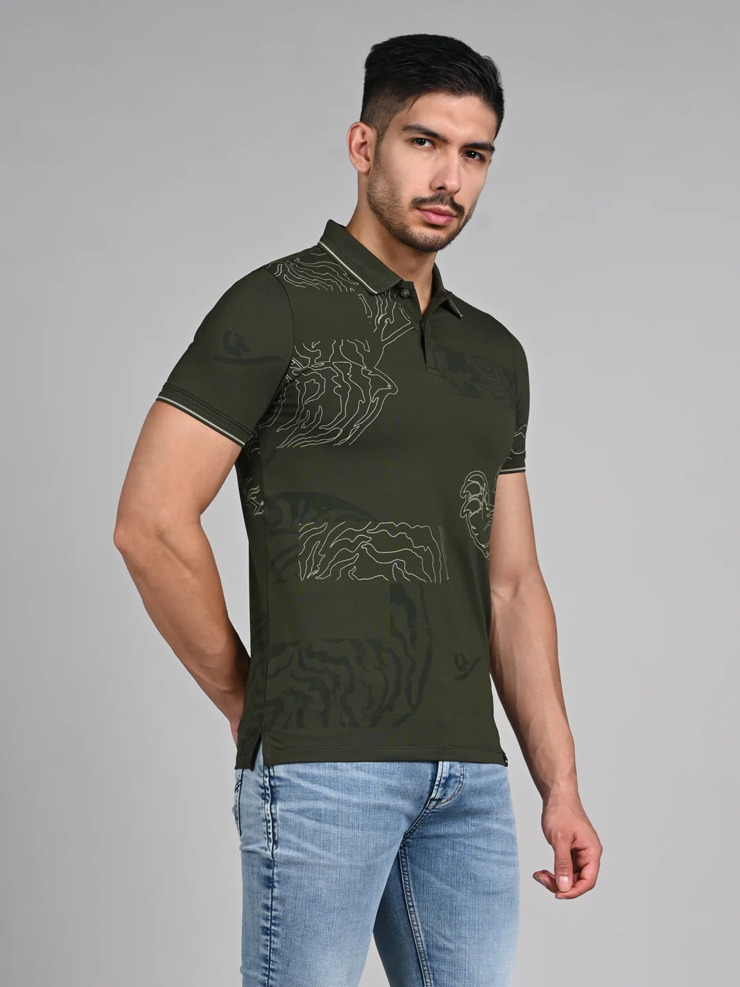 Killer Men Olive Printed Slim Fit T-Shirt - Image 5