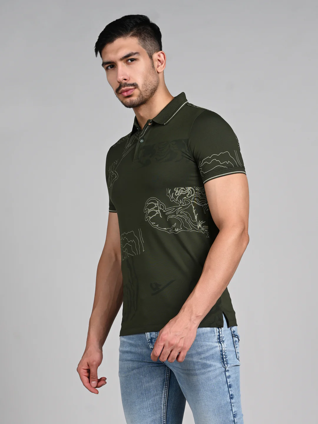 Killer Men Olive Printed Slim Fit T-Shirt - Image 6