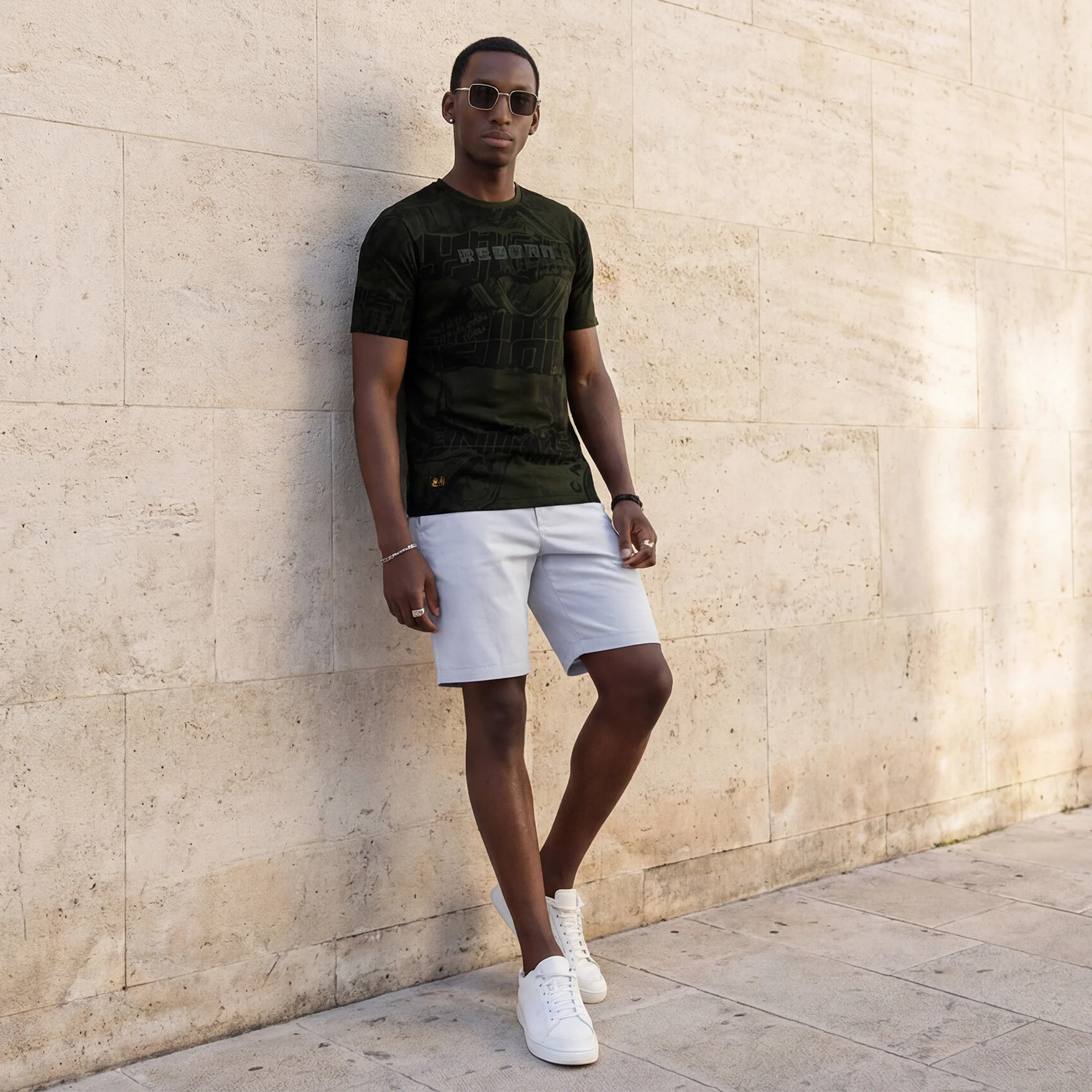 Killer Men Olive Printed Slim Fit T-Shirts