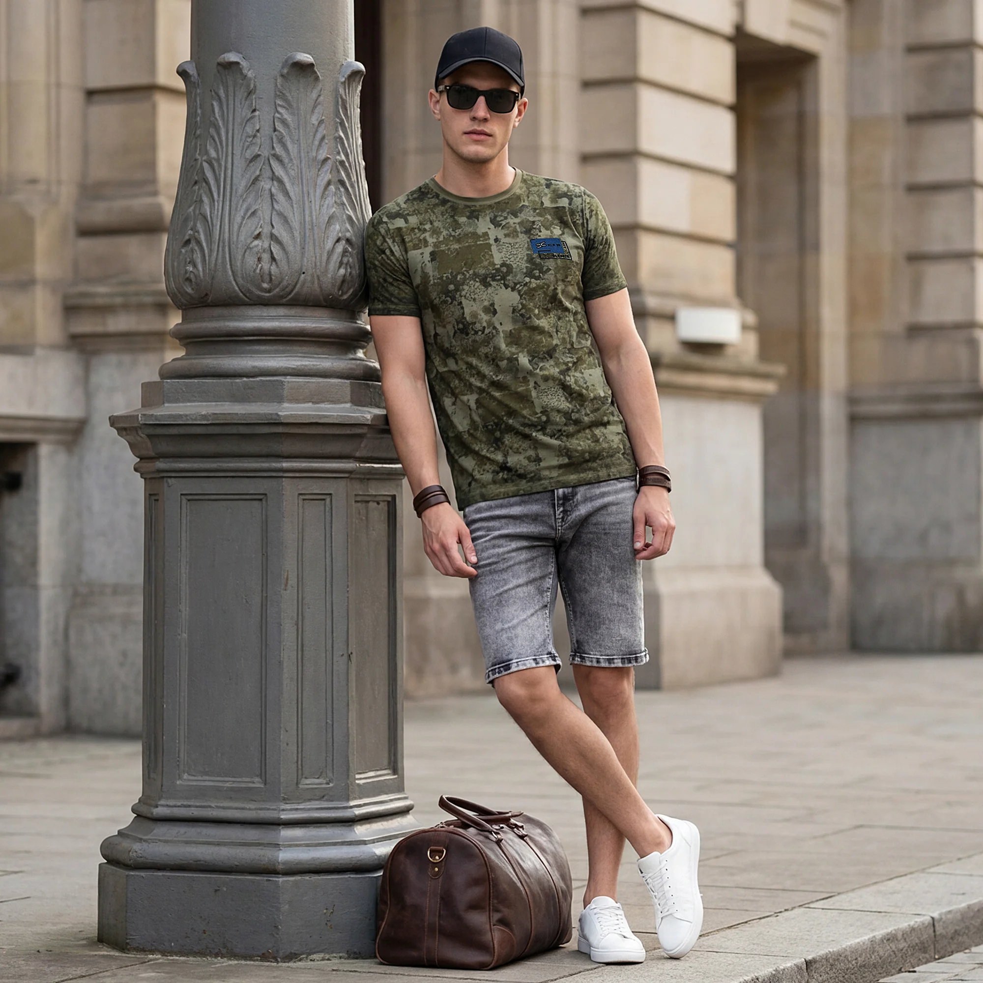 Killer Men Olive Printed Slim Fit T-Shirts