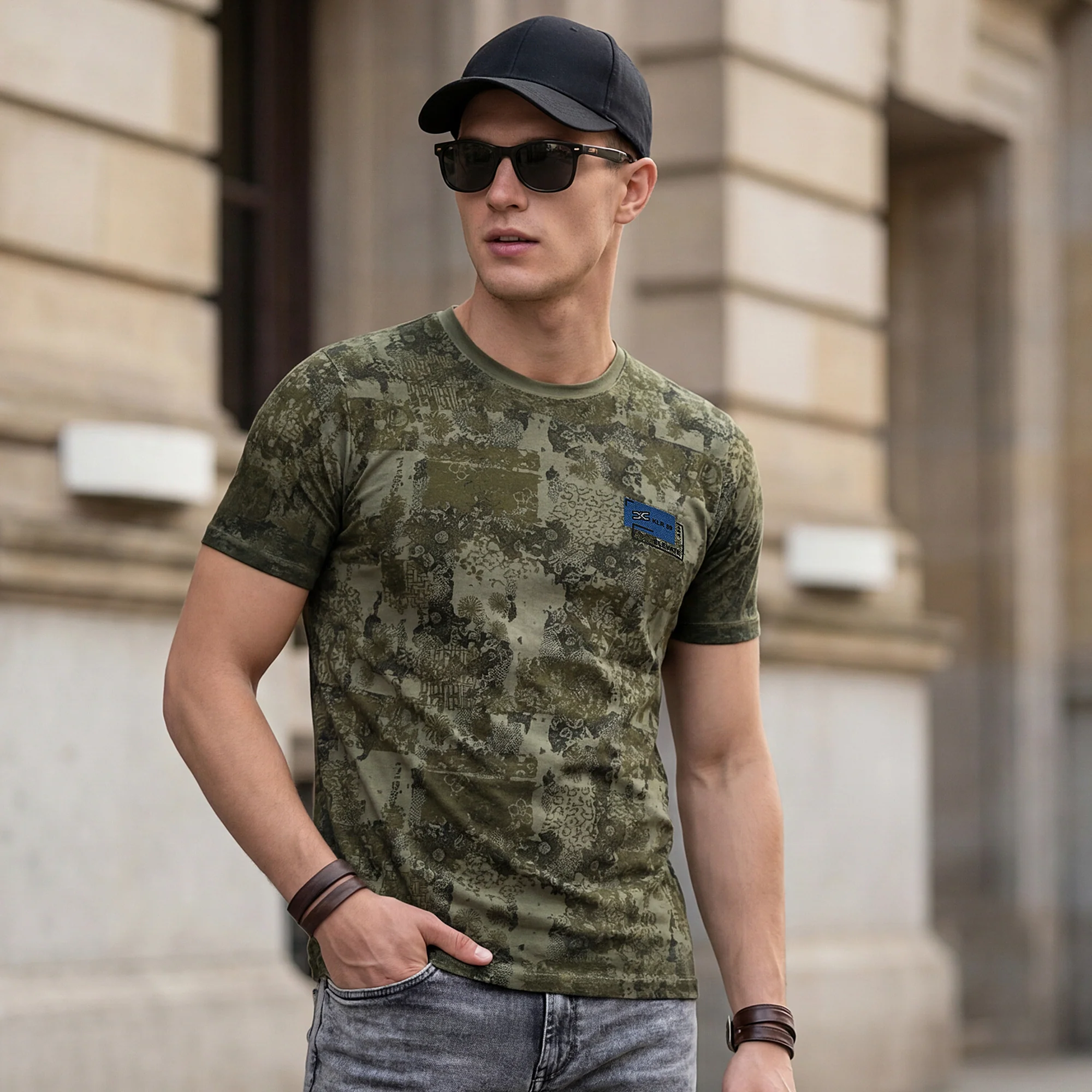 Killer Men Olive Printed Slim Fit T-Shirts - Image 2