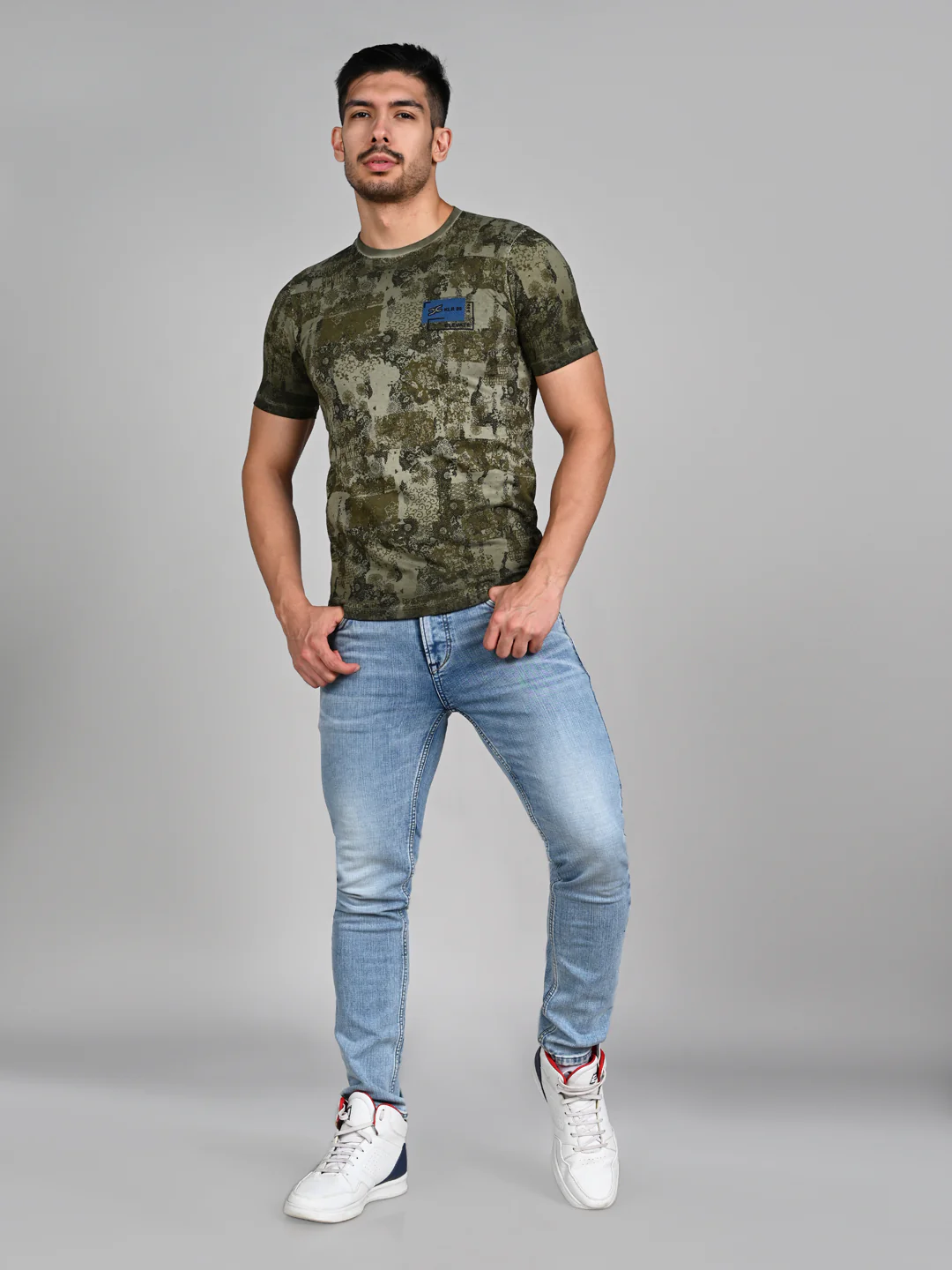 Killer Men Olive Printed Slim Fit T-Shirts - Image 3