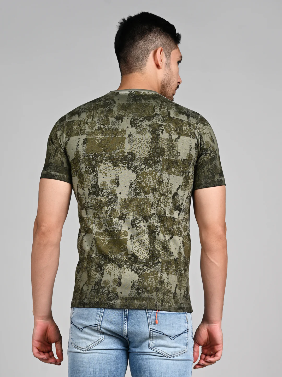 Killer Men Olive Printed Slim Fit T-Shirts - Image 7