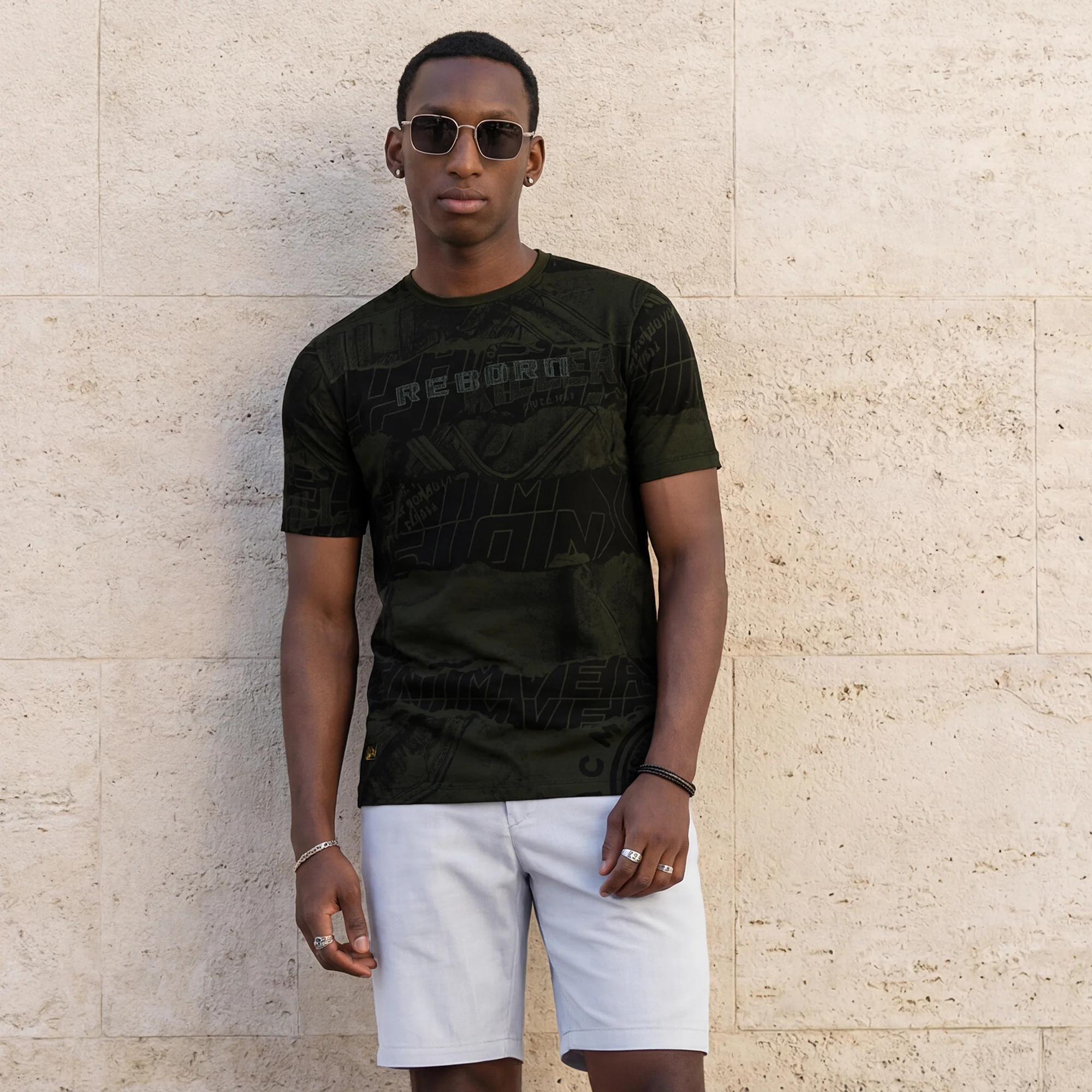 Killer Men Olive Printed Slim Fit T-Shirts - Image 2