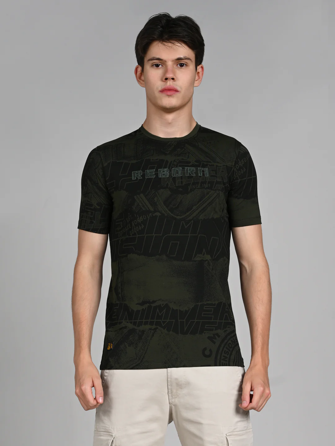 Killer Men Olive Printed Slim Fit T-Shirts - Image 4