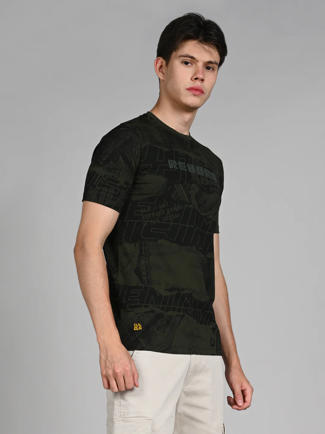 Killer Men Olive Printed Slim Fit T-Shirts - Image 5