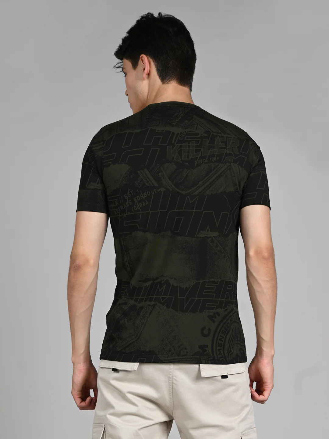 Killer Men Olive Printed Slim Fit T-Shirts - Image 7