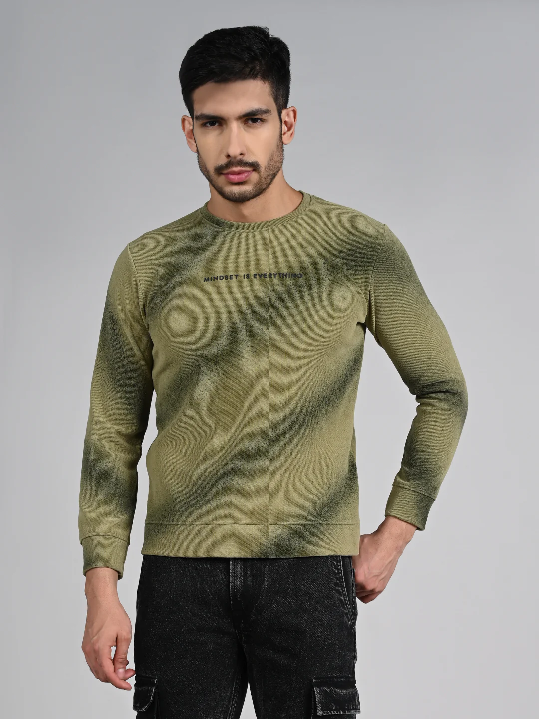 Killer Men Olive Printed Sweat Shirts - Image 4
