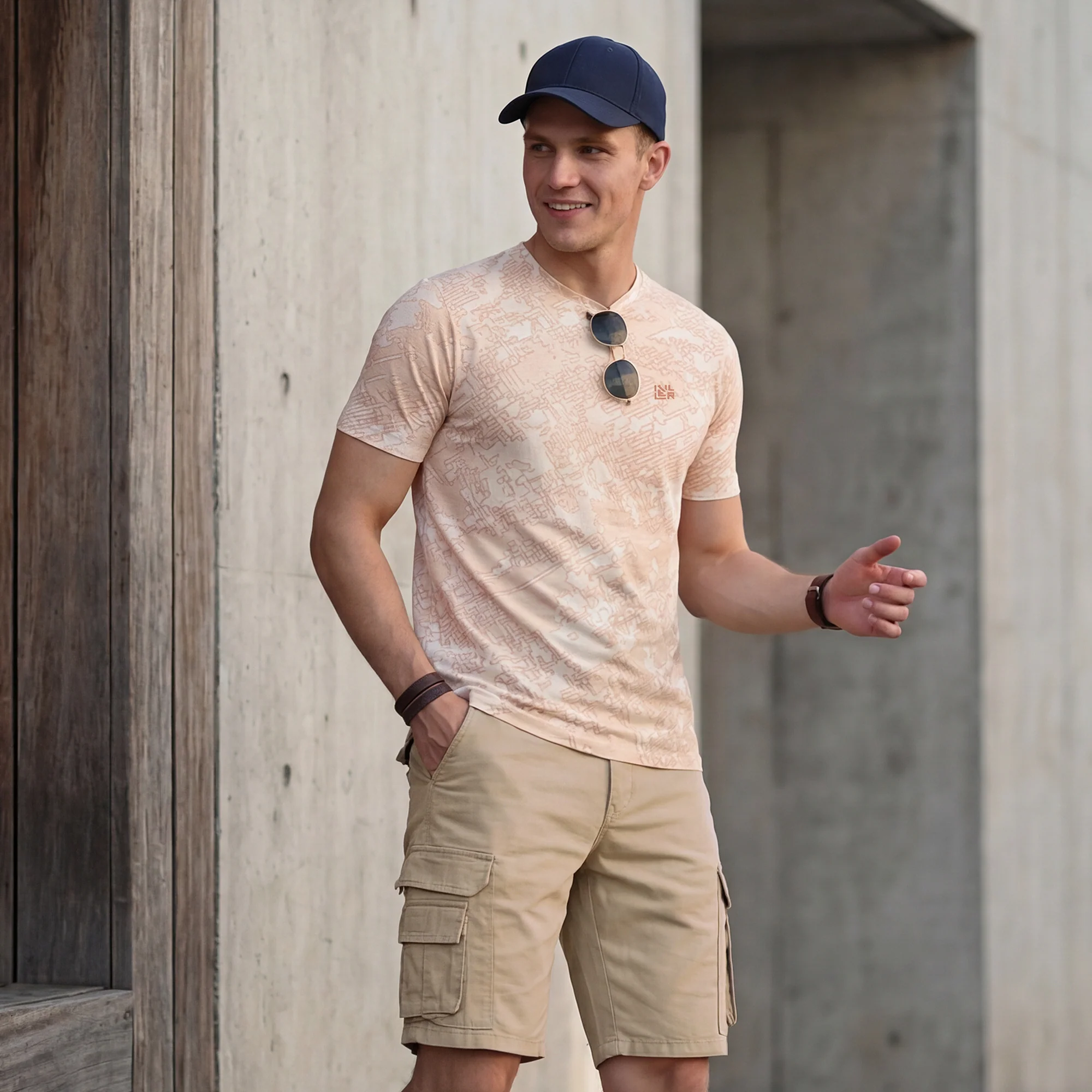Killer Men Peach Printed Round Neck T-Shirts - Image 2
