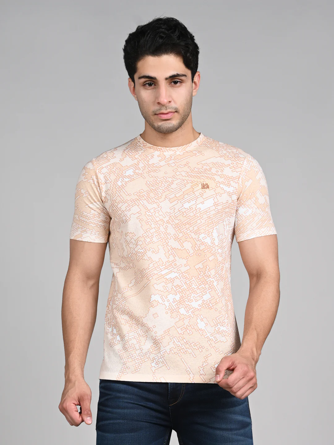 Killer Men Peach Printed Round Neck T-Shirts - Image 4