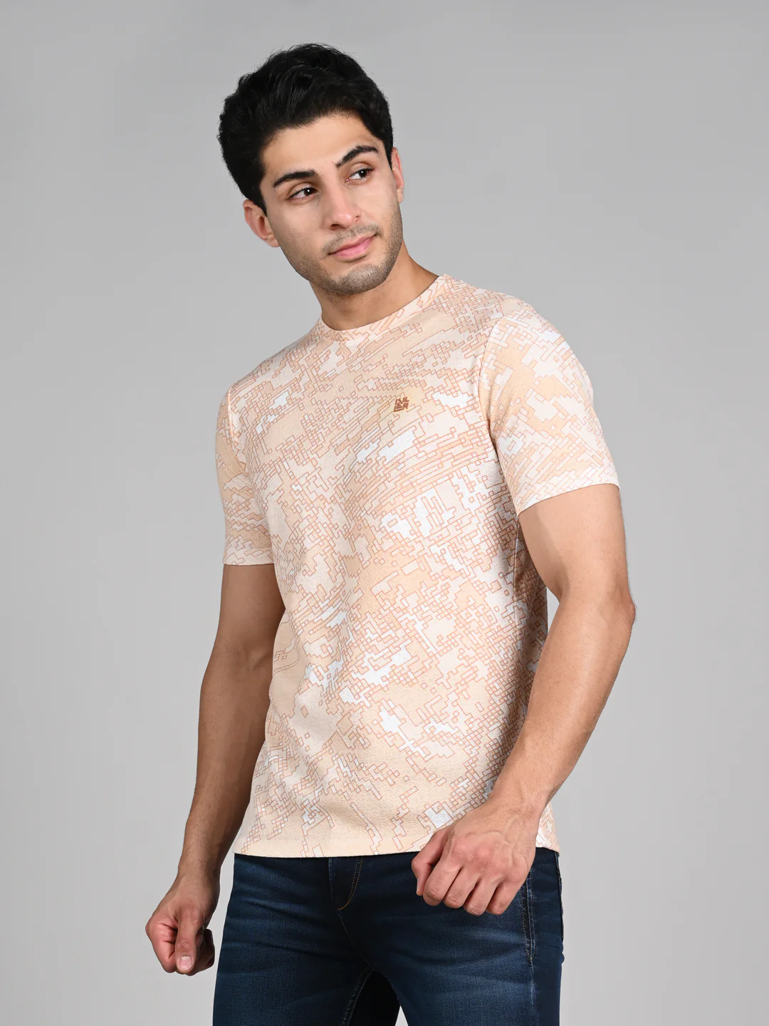 Killer Men Peach Printed Round Neck T-Shirts - Image 5