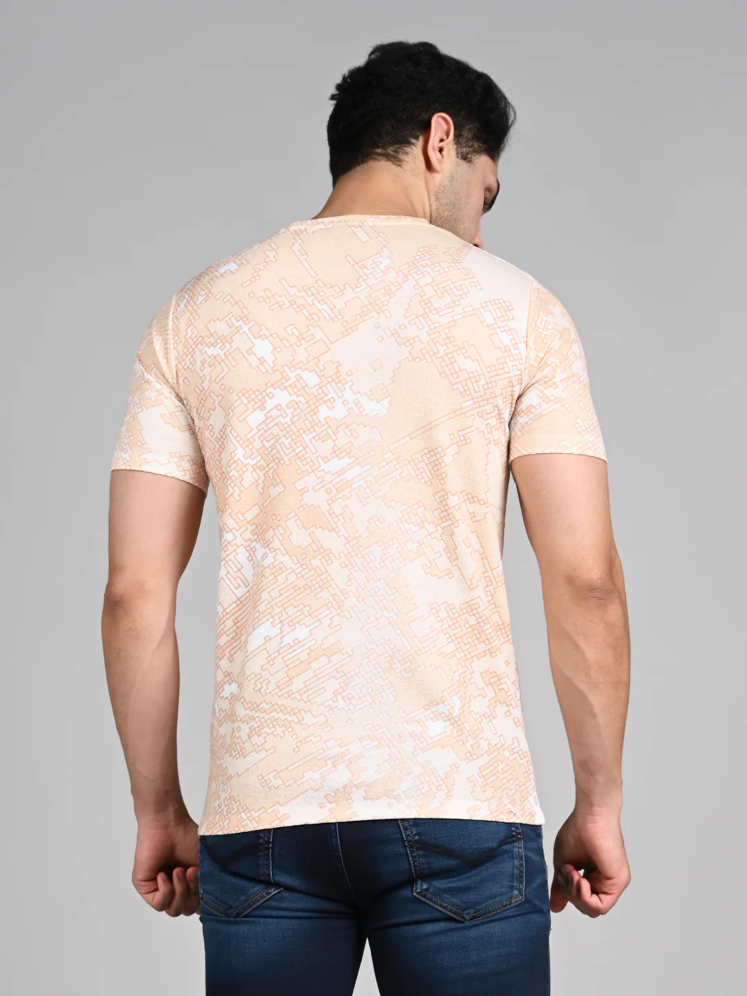 Killer Men Peach Printed Round Neck T-Shirts - Image 7
