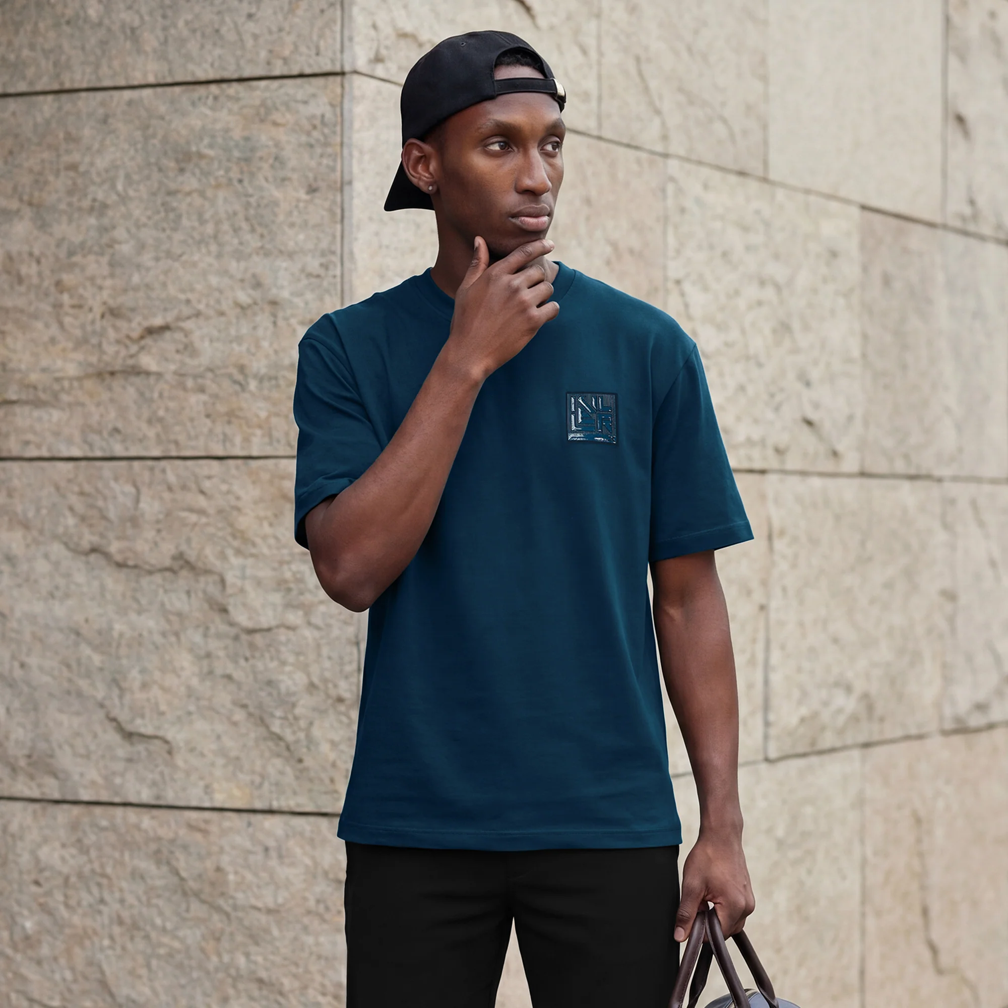 Killer Men Petrol Blue Printed Round Neck T-Shirts - Image 2