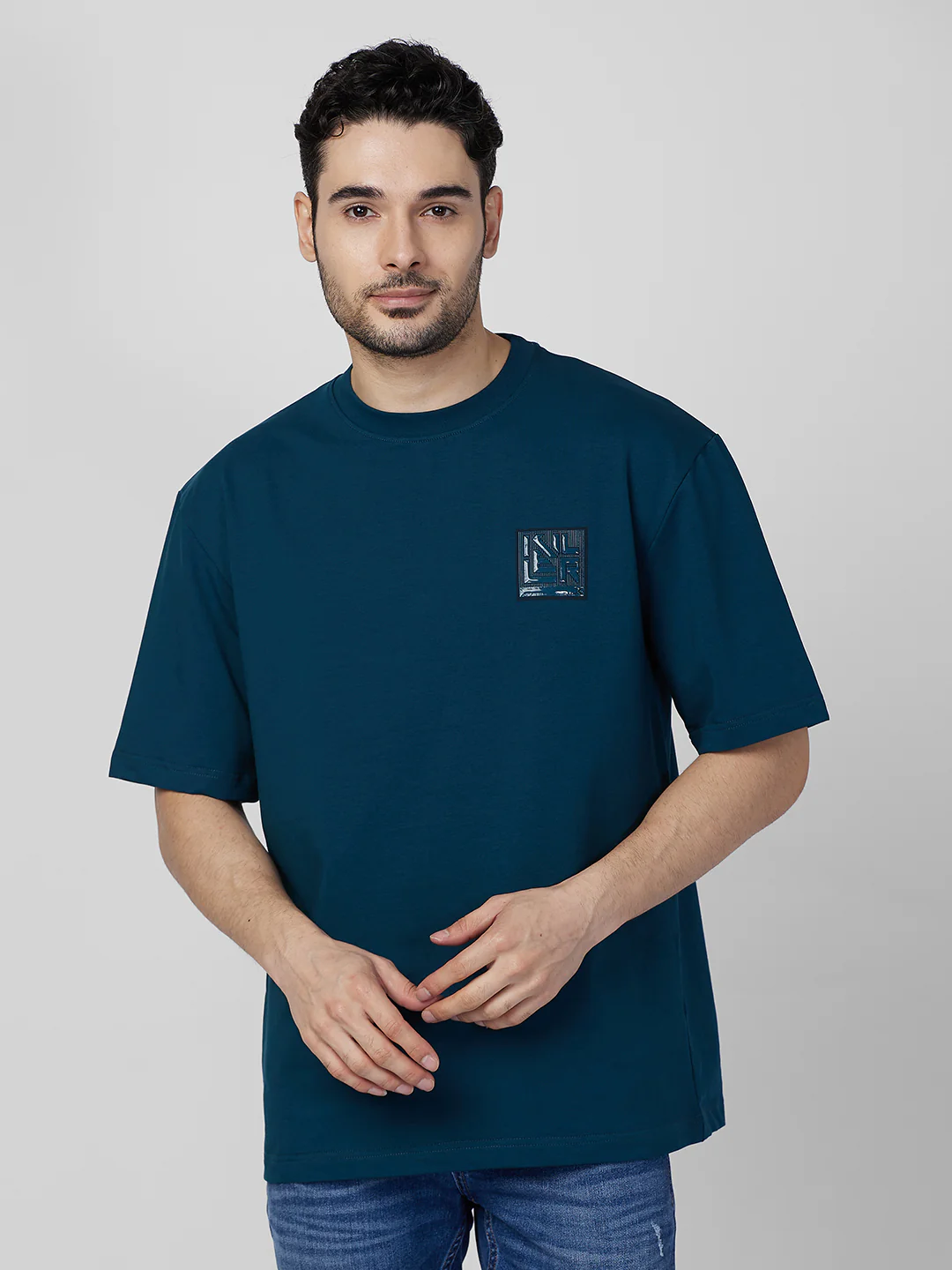 Killer Men Petrol Blue Printed Round Neck T-Shirts - Image 3