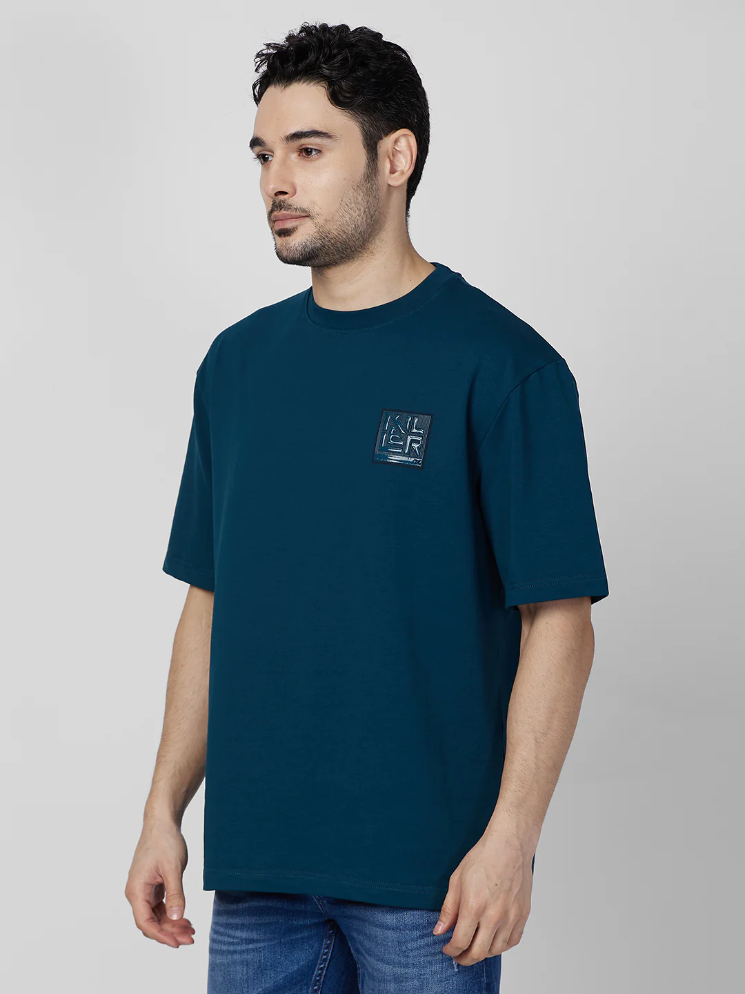Killer Men Petrol Blue Printed Round Neck T-Shirts - Image 6