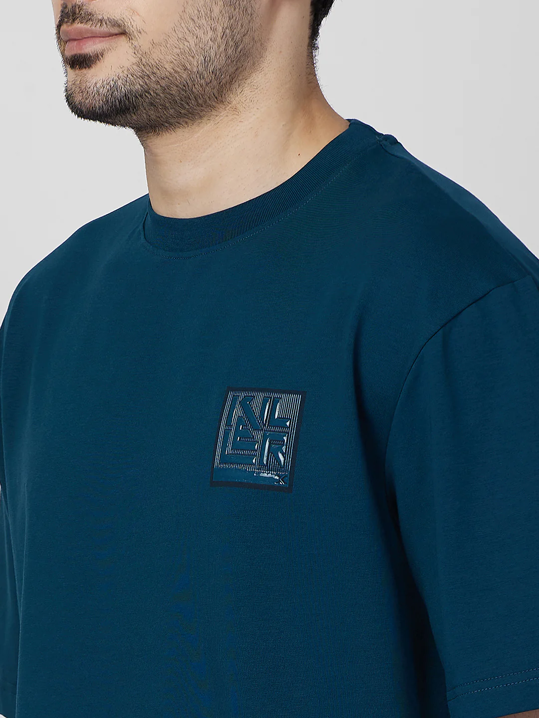 Killer Men Petrol Blue Printed Round Neck T-Shirts - Image 7