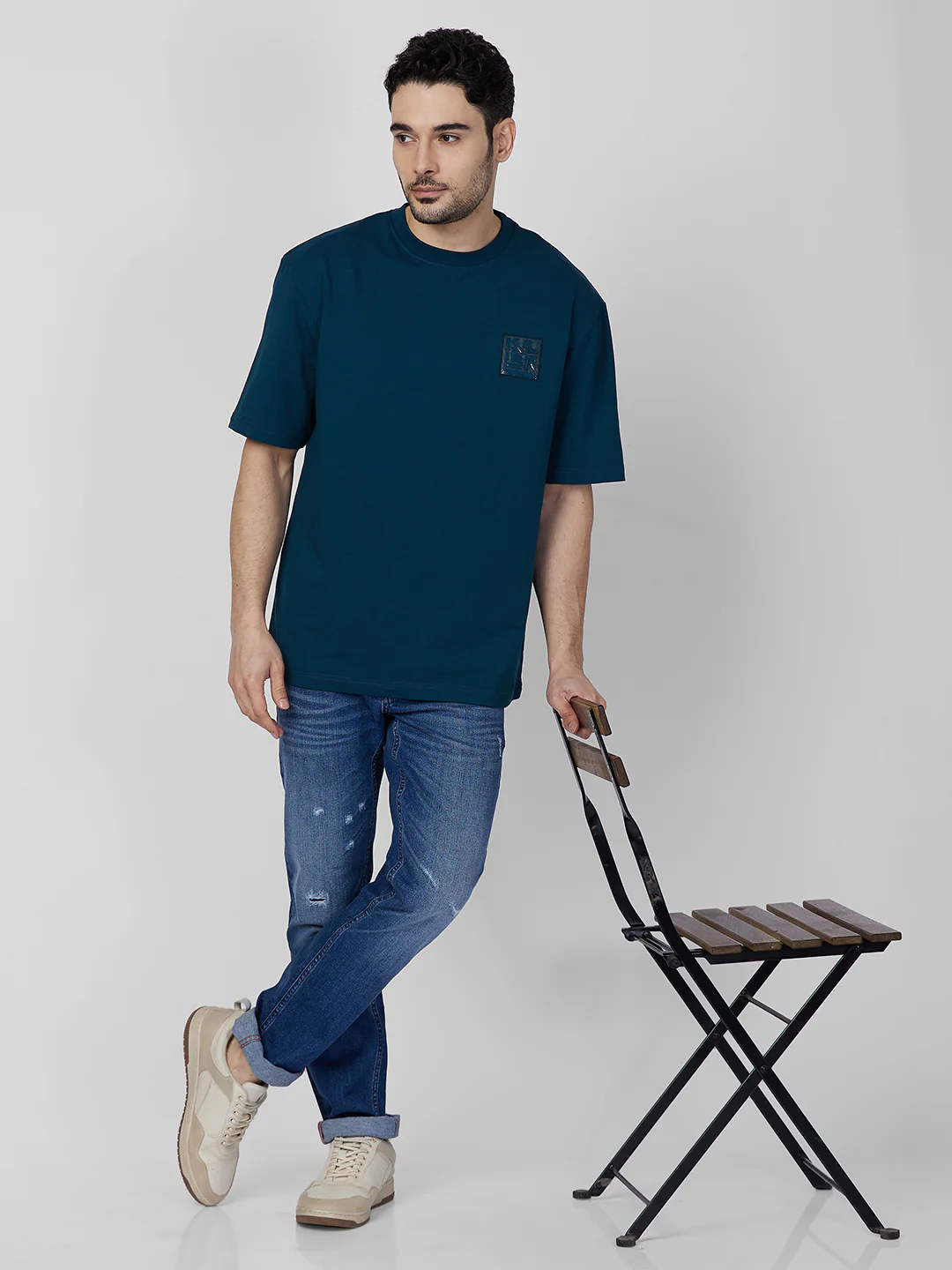 Killer Men Petrol Blue Printed Round Neck T-Shirts - Image 8