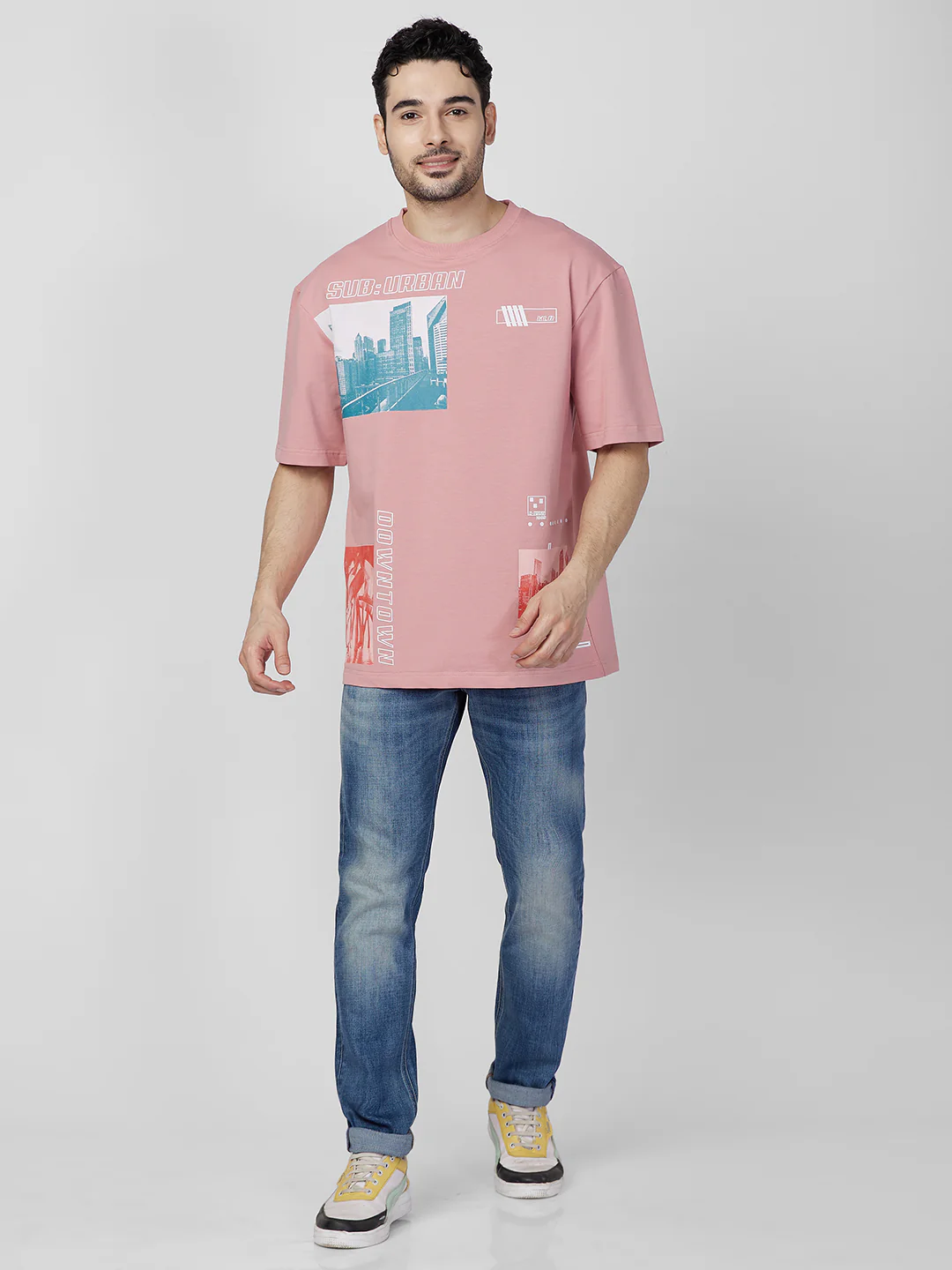Killer Men Pink Printed Round Neck T-Shirts - Image 4
