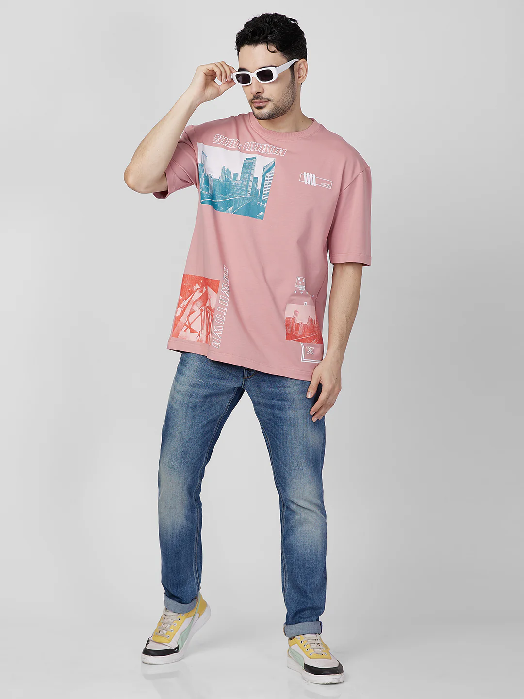 Killer Men Pink Printed Round Neck T-Shirts - Image 8