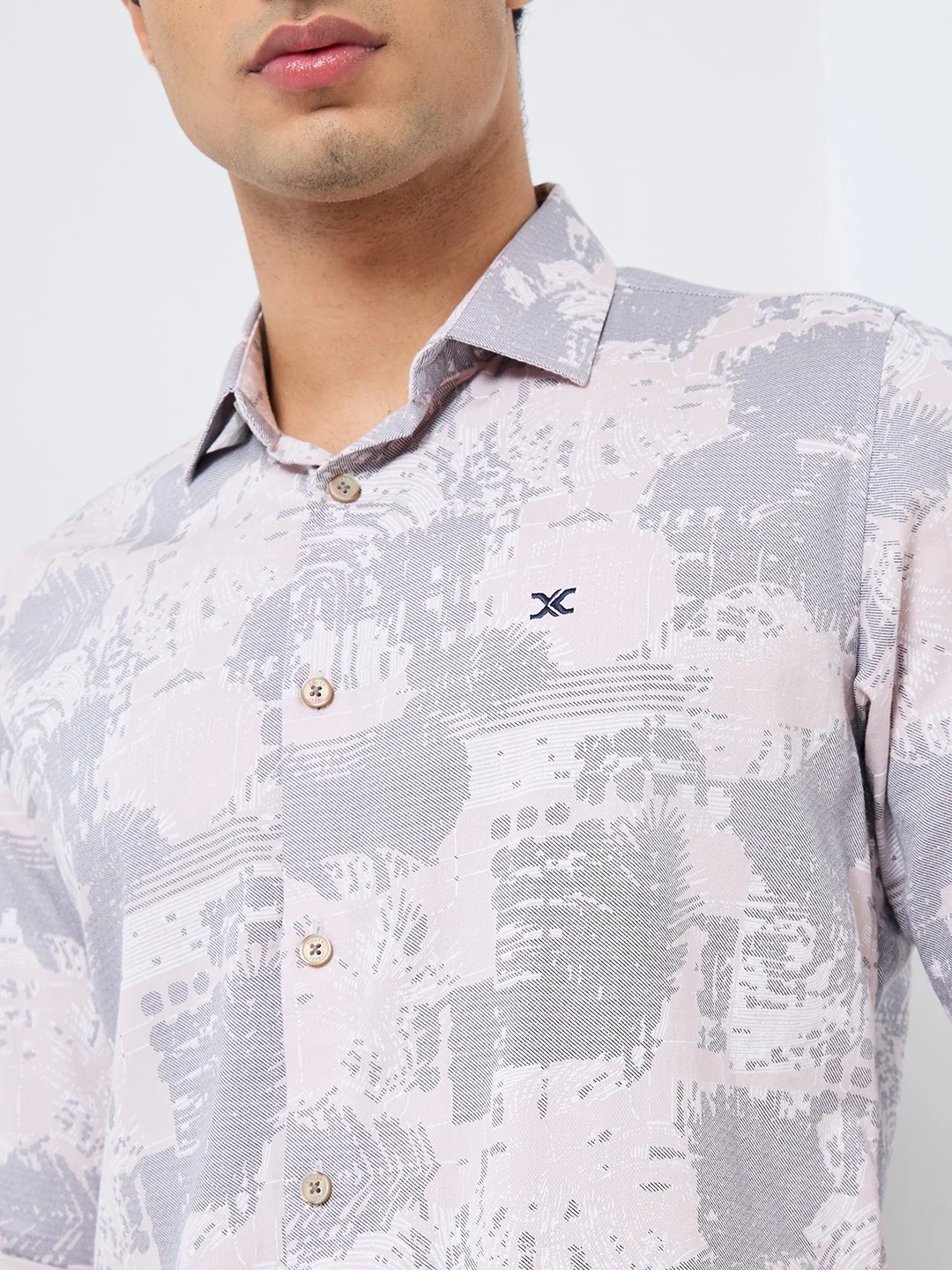 Full sleeves Slim Fit Pink Abstract Textured Print Shirt - Image 7