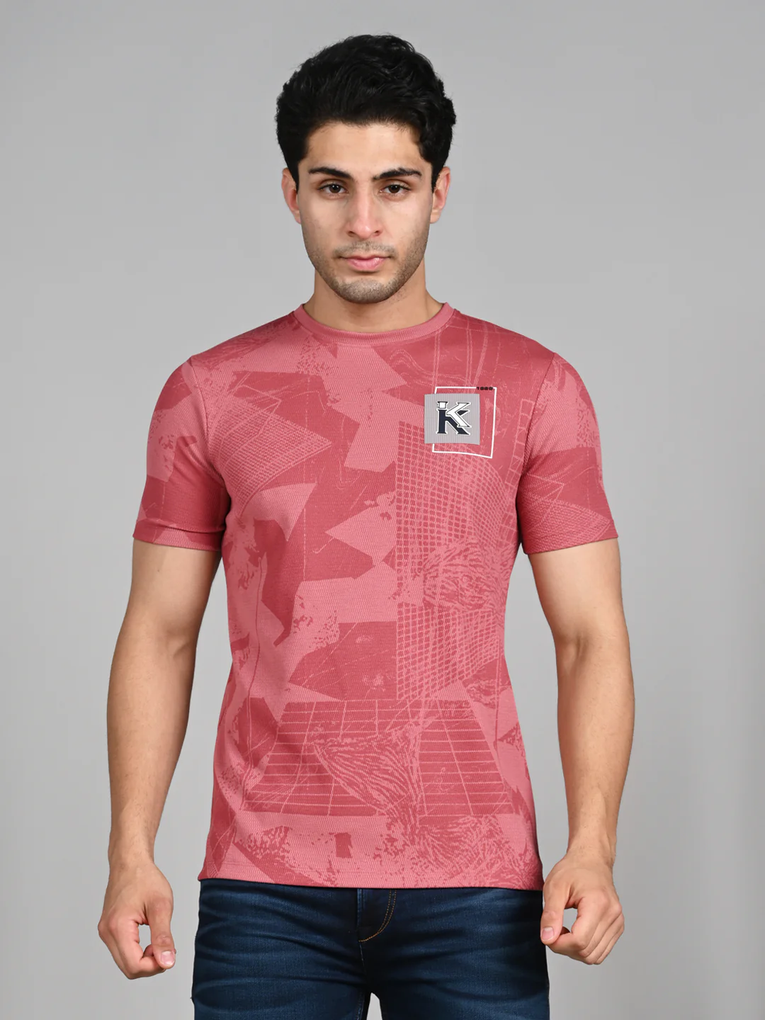 Killer Men Pink Printed Slim Fit T-Shirts - Image 4