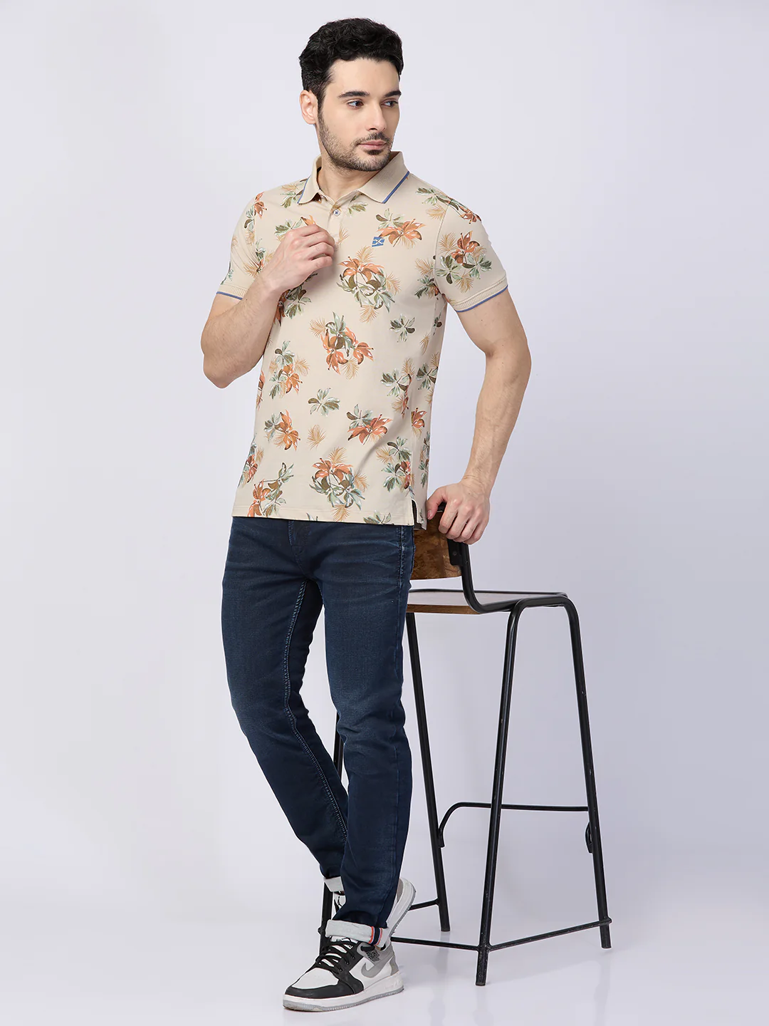 Killer Men Beige Printed Slim Fit T-Shirts - Image 7