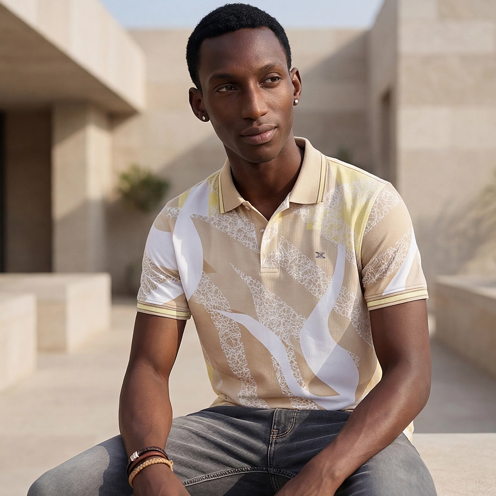 Killer Men Beige Printed Slim Fit T-Shirts - Image 2