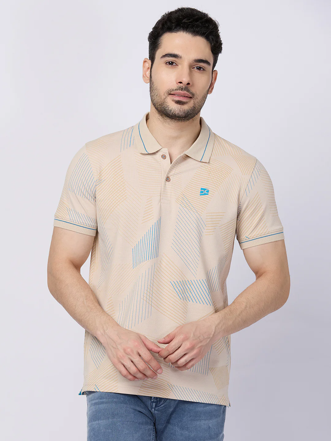 Killer Men Beige Printed Slim Fit T-Shirts - Image 3