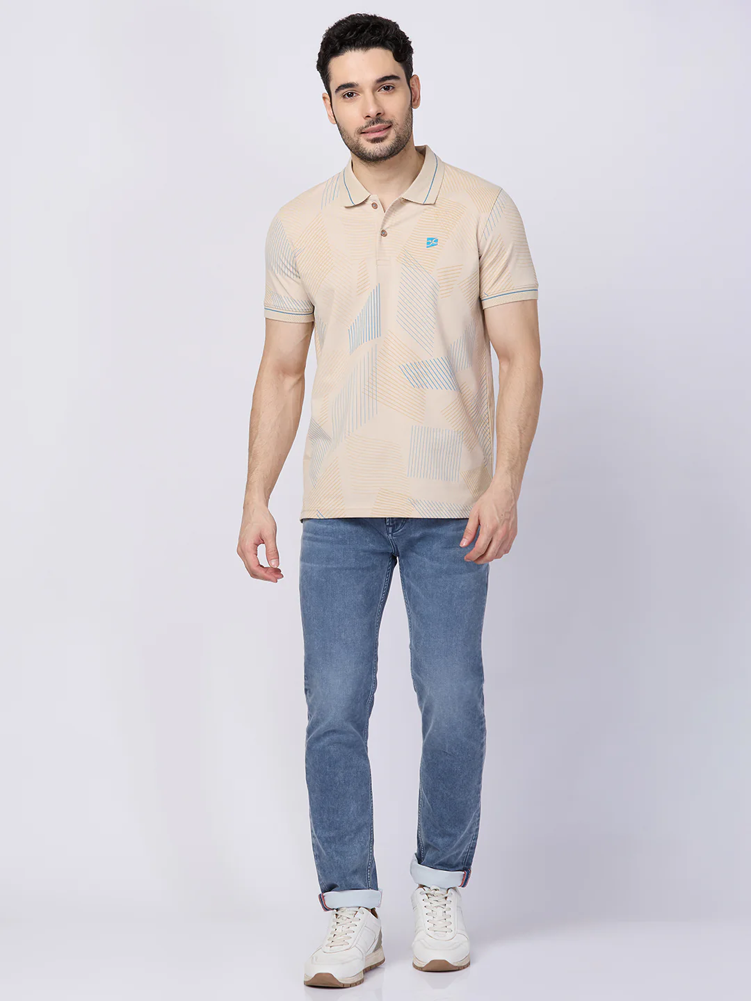 Killer Men Beige Printed Slim Fit T-Shirts - Image 4