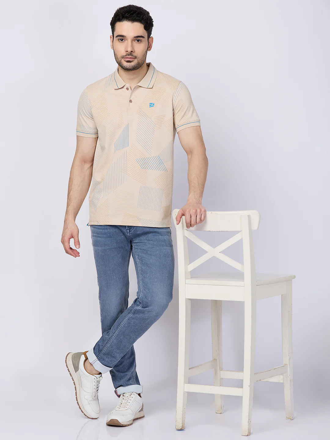 Killer Men Beige Printed Slim Fit T-Shirts - Image 8
