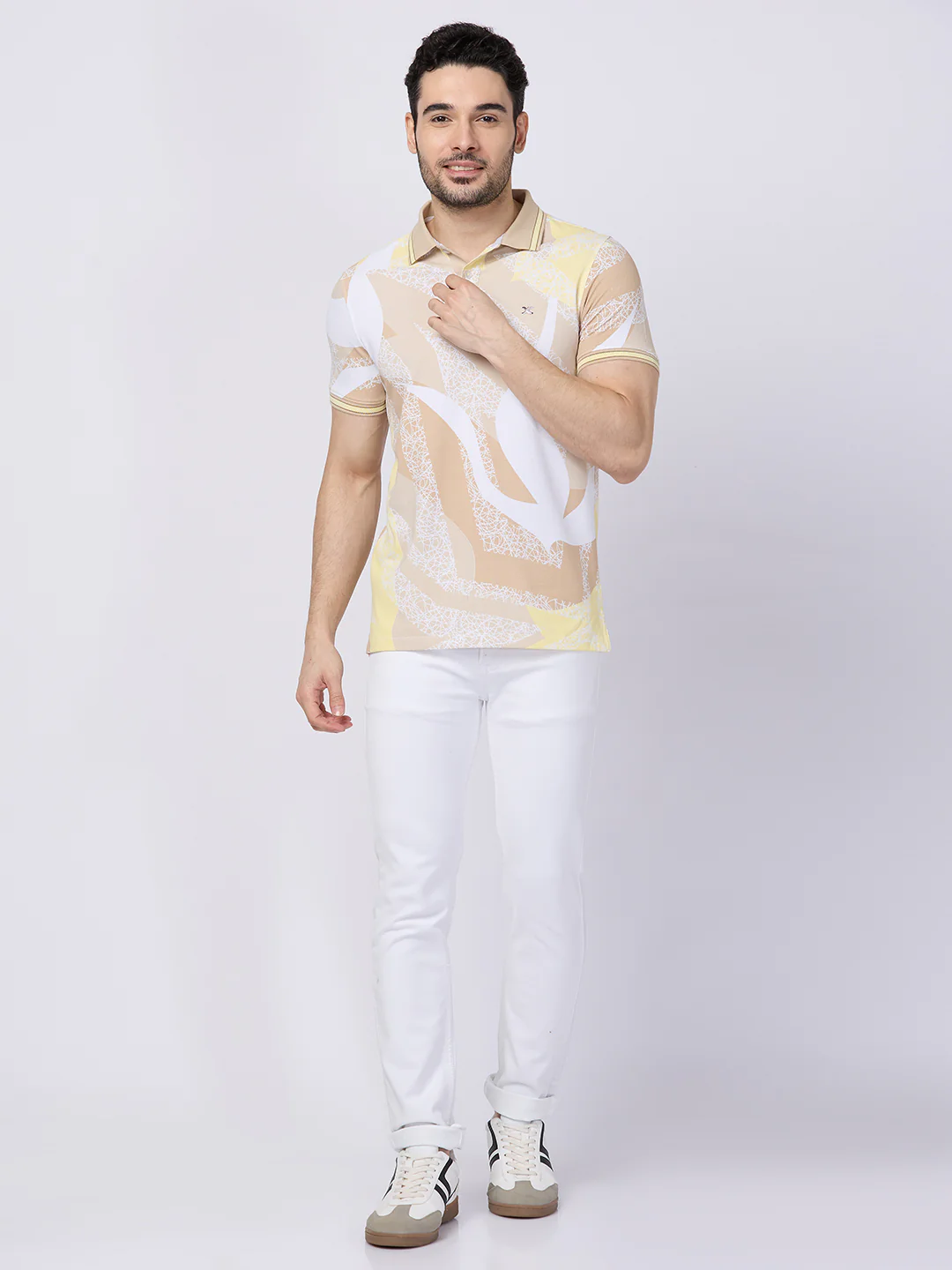 Killer Men Beige Printed Slim Fit T-Shirts - Image 3